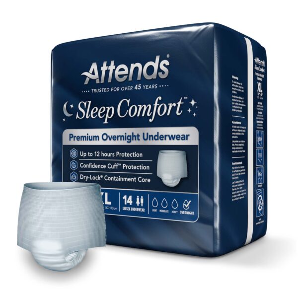 Attends Sleep Comfort Premium Overnight Incontinence Underwear Extra Large (58-68 Inch Waist/Hip) - Image 2