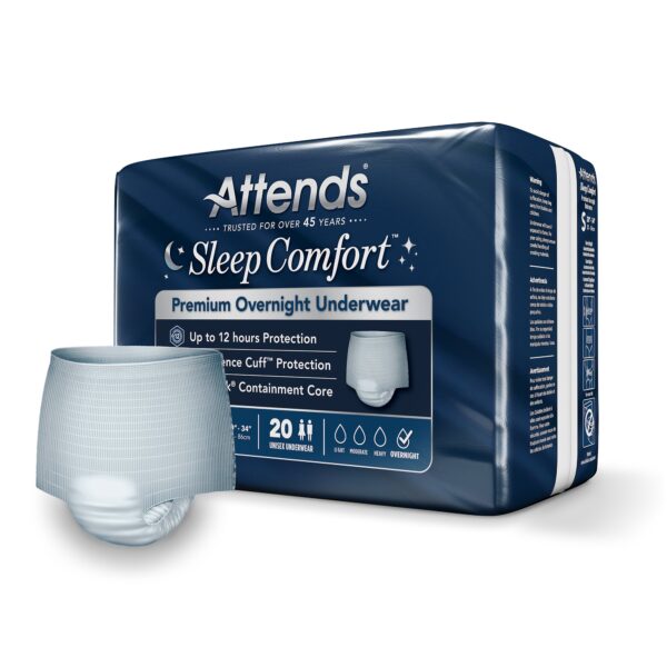 Attends Sleep Comfort Premium Overnight Incontinence Underwear Small, 20-34 Inch Waist/Hip - Image 2