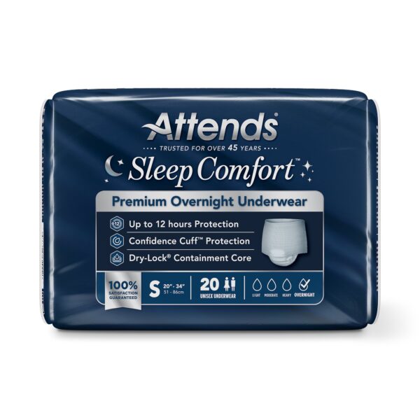 Attends Sleep Comfort Premium Overnight Incontinence Underwear Small, 20-34 Inch Waist/Hip - Image 3