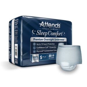 Attends Sleep Comfort Premium Overnight Incontinence Underwear Small, 20-34 Inch Waist/Hip