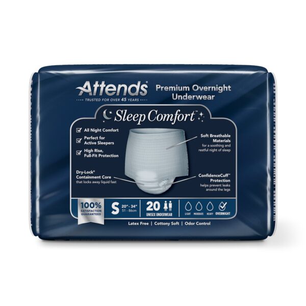 Attends Sleep Comfort Premium Overnight Incontinence Underwear Small, 20-34 Inch Waist/Hip - Image 4