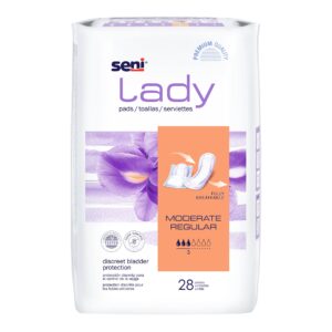 Seni® Lady Moderate Incontinence Pads - 10 Inch Bladder Control Pads with Breathable Outer Layer