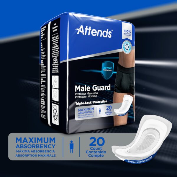Attends® Male Guard Discreet Bladder Control Pad - Heavy Absorbency, 12.5 inches, Contoured Fit - Image 5