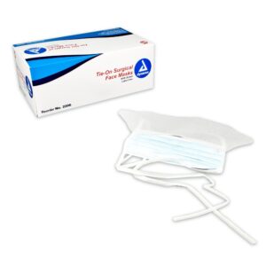 Dynarex Surgical Face Mask with Eye Shield - Pleated, Tie Closure, BFE ≥98%, PFE >95%, NonSterile, White