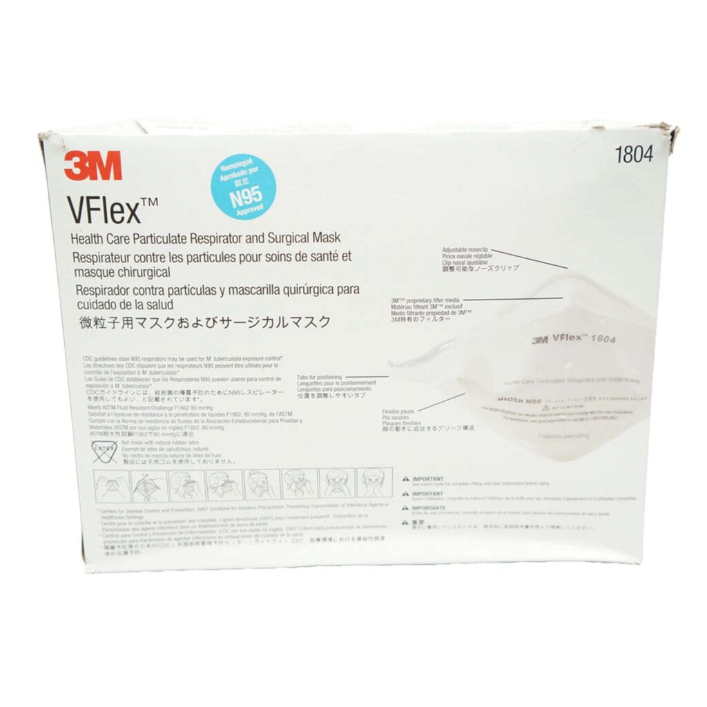 3M™ VFlex™ Medical N95 Respirator Mask, Flat Fold, White (50 per Box, 8 ...
