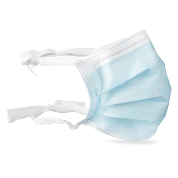 Dukal® Surgical Mask with Tie Closure - 3-Layer Pleated Blue Adult Masks (50 Masks per Box, 6 Boxes per Case) - Image 4