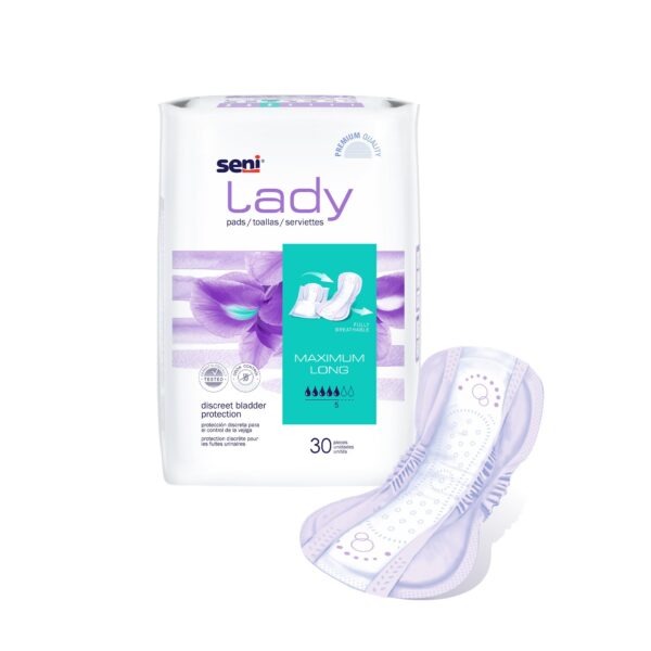 Seni® Lady Maximum Long Bladder Control Pads - 11 Inch, Moderate Absorbency, Pack of 30 - Image 5