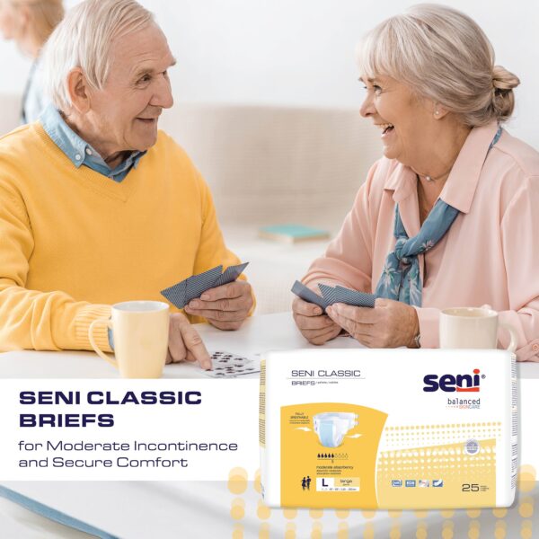 Seni Classic Medium Adult Incontinence Briefs – Moderate Absorbency, Breathable, Unisex - Image 4