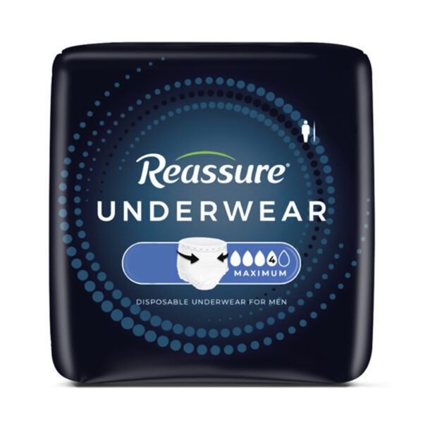 Reassure® Maximum Heavy Absorbency Male Incontinence Underwear - Medium, Cloth-Like Backing, Tear-Away Seams - Image 3