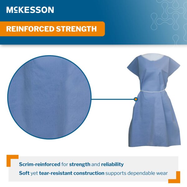 McKesson 1276671 SMS Fluid-Resistant Patient Exam Gown, 3X-Large, Blue - Image 2