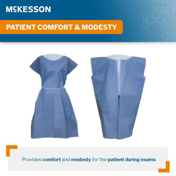 McKesson 1276670 SMS Fluid-Resistant Patient Exam Gown, 2X-Large, Blue - Image 4