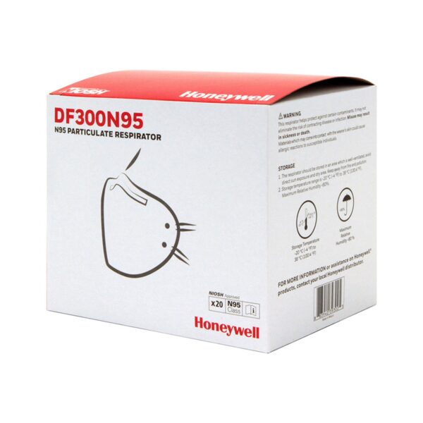 Honeywell DF300 N95 Industrial Respirator Masks, Flat Fold Molded Cup, 20 Per Box - Image 2