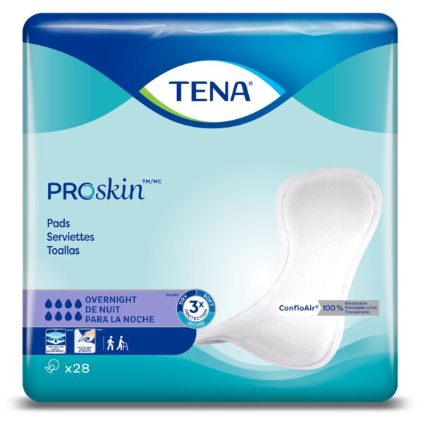 TENA ProSkin Overnight Heavy Absorbency Incontinence Pads for Women, 16 Inch Length, Disposable - Image 4