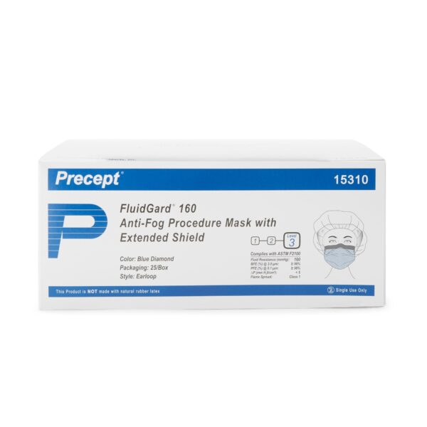 Precept FluidGard 160 Procedure Mask with Eye Shield and Anti-Fog Foam - Blue Diamond - Image 3