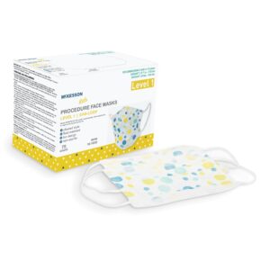 McKesson Pediatric Procedure Mask with Child Fit, Blue and Yellow Polka Dot, 75 Masks per Box