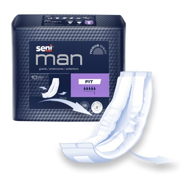 Seni® Man Fit Bladder Control Guards – Moderate Absorbency, Male Fit, 3.5 x 15.7 Inches, Pack of 10 - Image 5
