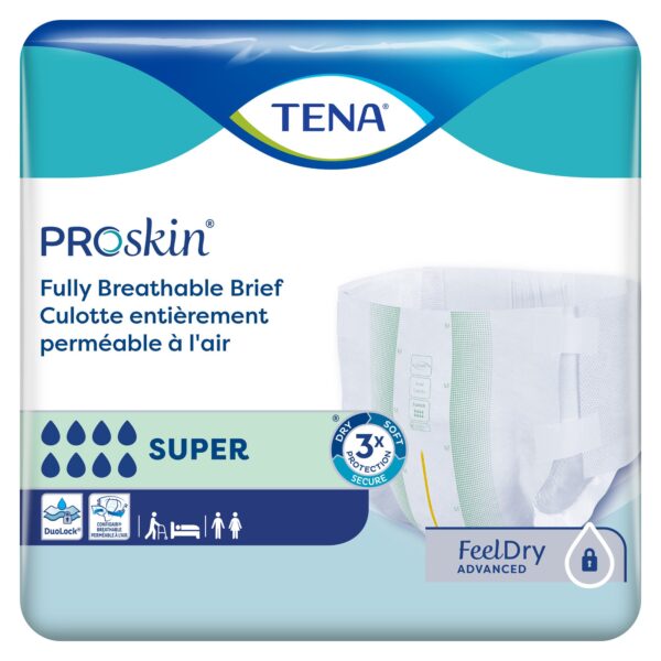 TENA ProSkin Super Large Incontinence Briefs - Heavy Absorbency, Refastenable Tabs, Cloth-Like Topsheet, Green, 48-59 Inch Hip, 20 Count - Image 3