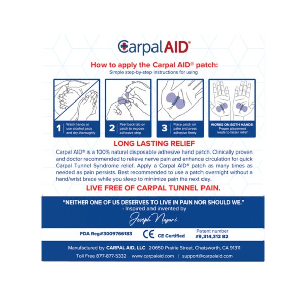 Carpal AID® Patch Pregnancy Hand-Based Carpal Tunnel Support - Small, 15-pack - Image 3