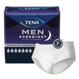 TENA Men Overnight Extra Coverage Absorbent Underwear for Men - Small/Medium, Heavy Absorbency, Cloth-like Backing