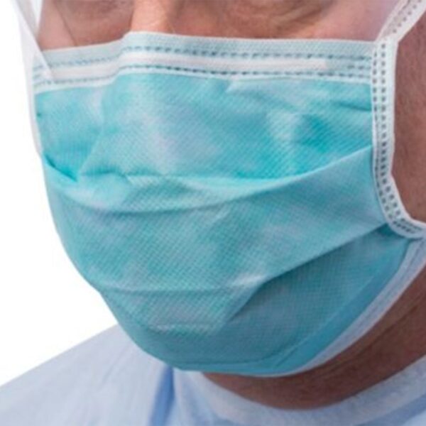 Cardinal Health™ Secure-Gard Surgical Mask with Anti-Fog Foam, Blue, Tie Closure, 50 Masks per Box - Image 2