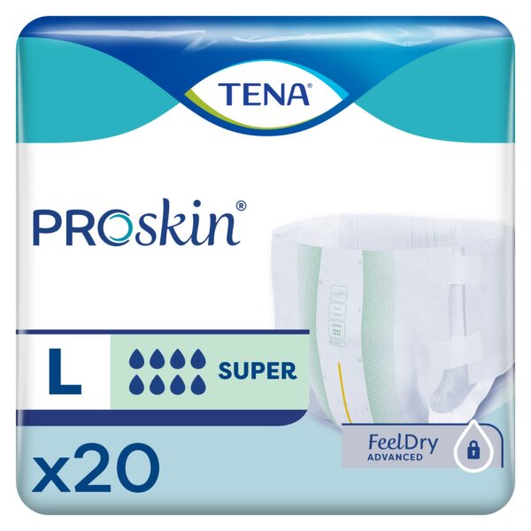 TENA® ProSkin™ Super Large Incontinence Briefs - Heavy Absorbency with Refastenable Tabs, Cloth-like Topsheet, Green, 48-59 Inch Hip, Case of 80 - Image 2
