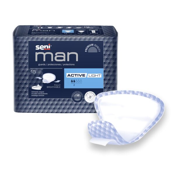 Seni® Man Active Light Bladder Control Guards - Male Disposable Incontinence Pads, 7.5 x 9.3 Inches - Image 6