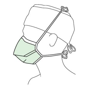Halyard Duckbill Surgical Mask with Ties – Green, NonSterile, 3-Layer Fabric, BFE ≥96%, PFE ≥97%, One Size Fits Most