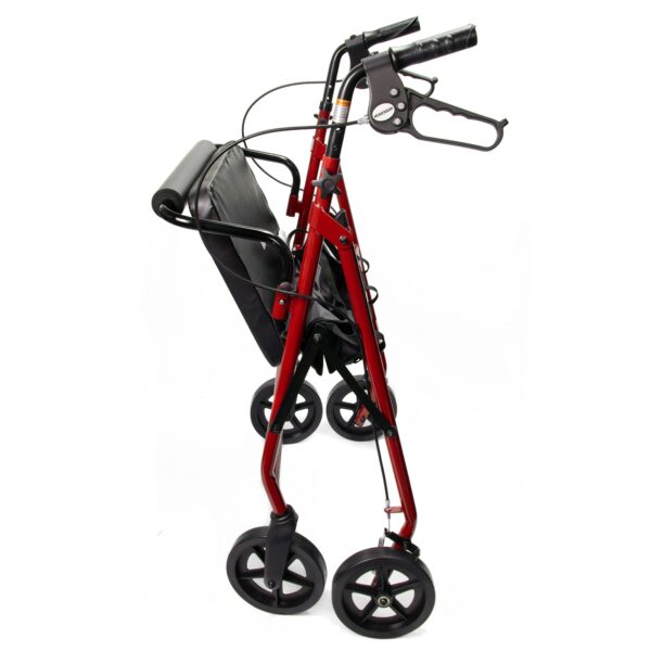 McKesson Bariatric Red Folding Steel Four-Wheel Rollator with 400 lbs Capacity - Image 2