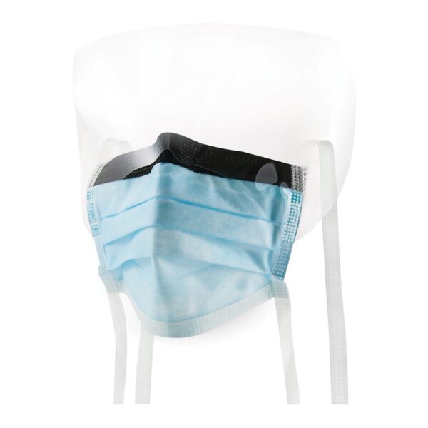 McKesson Surgical Mask with Eye Shield, ASTM Level 3, Anti-fog, Blue, Single Use (25 per Box, 4 Boxes per Case) - Image 2