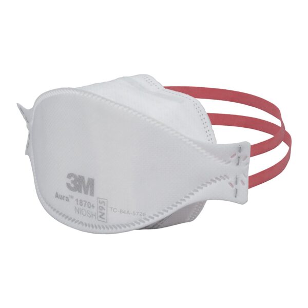 3M™ Aura™ Particulate Respirator and Surgical Mask, N95, Flat Fold, White, Model 1870+ BULK - Image 2