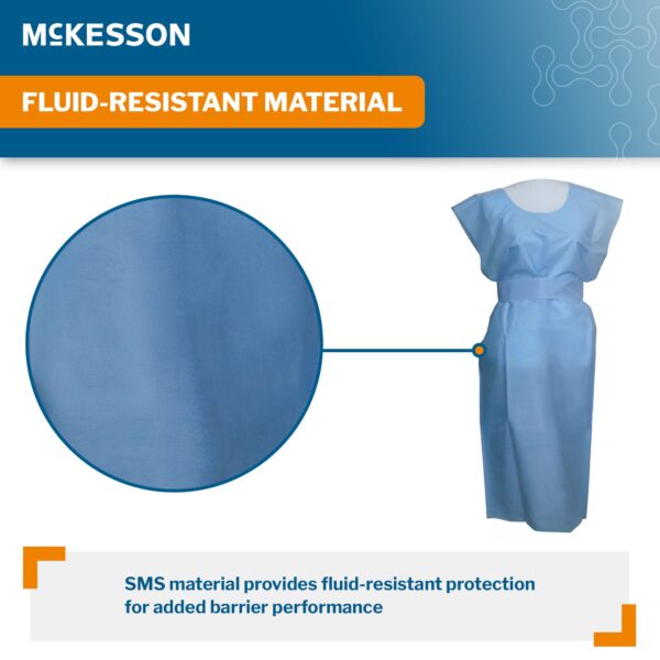 McKesson SMS Fluid Resistant Patient Exam Gown - One Size Fits Most - Image 2