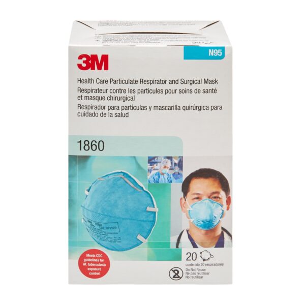 3M™ Particulate Respirator / Surgical Mask, N95 Medical Mask, Model 1860, Blue, One Size Fits Most - Image 3
