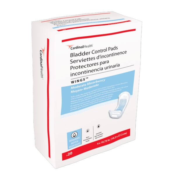 Wings Sure Care Bladder Control Pads - Moderate Absorbency, 4 x 10-3/4 Inch, Unisex, Disposable (20 Pack) - Image 5