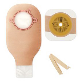 New Image™ 19102 Two-Piece Clear Ileostomy and Colostomy Pouch with FlexWear™ Barrier and Green System Match