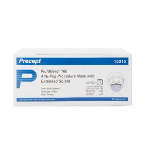Precept FluidGard 160 Procedure Mask with Eye Shield, Blue Diamond - ASTM Level 3 Anti-Fog Foam, BFE ≥98%, PFE >95%, Earloops, One Size Fits Most