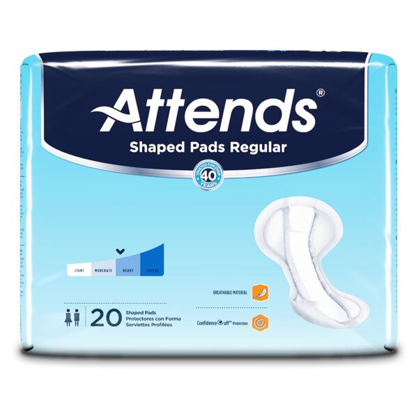 Attends Shaped Bladder Control Pads for Heavy Incontinence - 12 x 25.2 Inches, One Size Fits Most (20 Pack) - Image 2