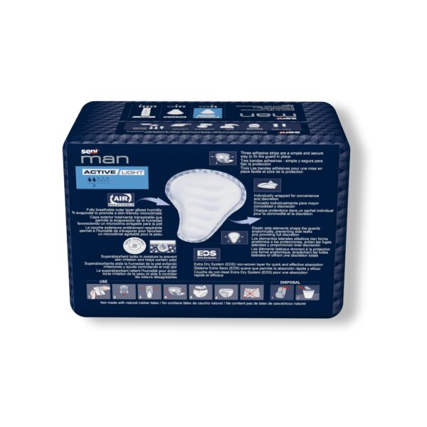 Seni® Man Active Light Bladder Control Guards - Male Disposable Incontinence Pads, 7.5 x 9.3 Inches - Image 9