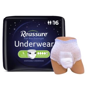 Reassure® Full-Rise Overnight Absorbent Underwear for Adults - Large, Heavy Absorbency, Unisex, Cloth-Like Backing, Tear-Away Seams