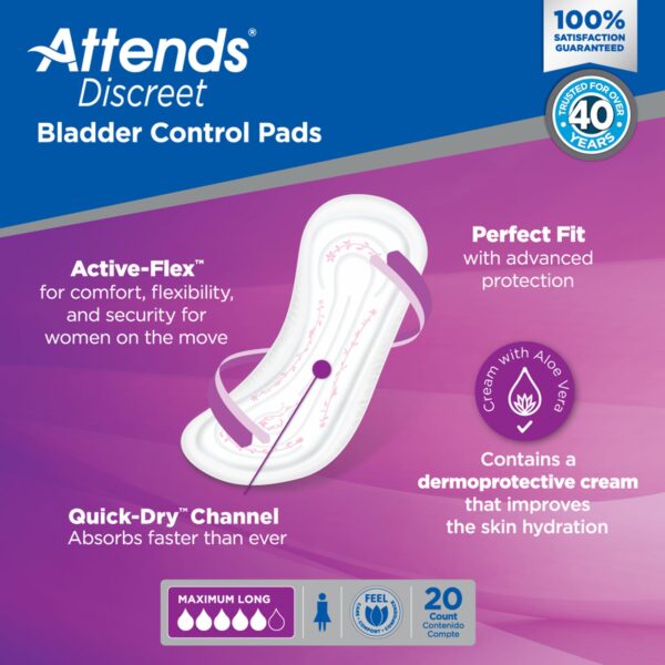 Attends® Discreet Women's Max Long Bladder Control Pad - 14.5 Inch, Moderate Absorbency - Image 6
