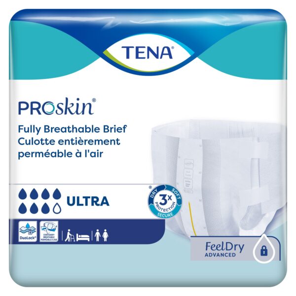 TENA ProSkin Ultra Large Incontinence Briefs - Heavy Absorbency, Refastenable Tabs, Cloth-Like Topsheet, Gray, 20 Pack - Image 3