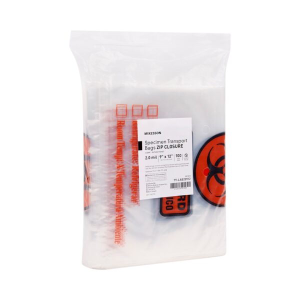 McKesson Specimen Transport Bag with Document Pouch, 9 x 12 Inches, Zip Closure, 2 Mil Thickness - Image 2