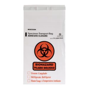 McKesson 524350 PK Biohazard Specimen Transport Bag with Document Pouch, 6 x 10 Inches