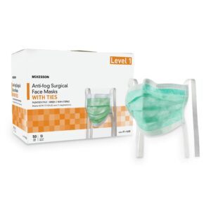 McKesson Part 91-1400 Anti-Fog Surgical Masks with Ties, Green, 300 Pack