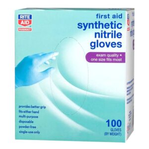 Rite Aid® Nitrile Exam Gloves, Medium, Blue – Ambidextrous, Disposable Medical Gloves with Textured Fingertips and Beaded Cuff