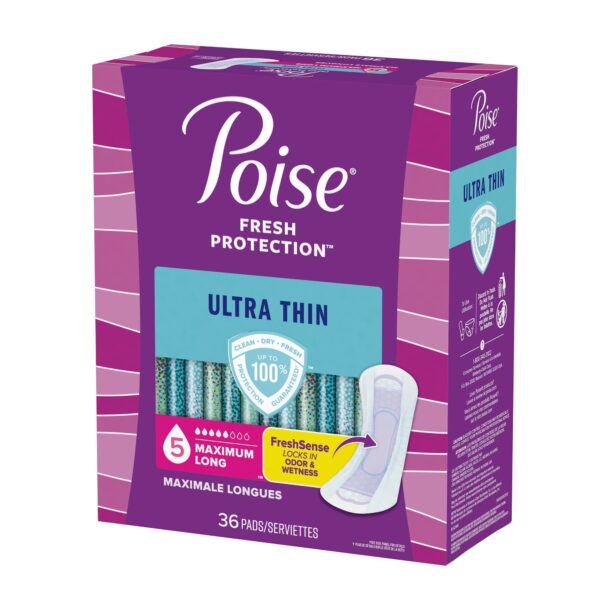 Poise® Fresh Protection Ultra Thin Long Length Incontinence Pad - Heavy Absorbency for Women - Image 2