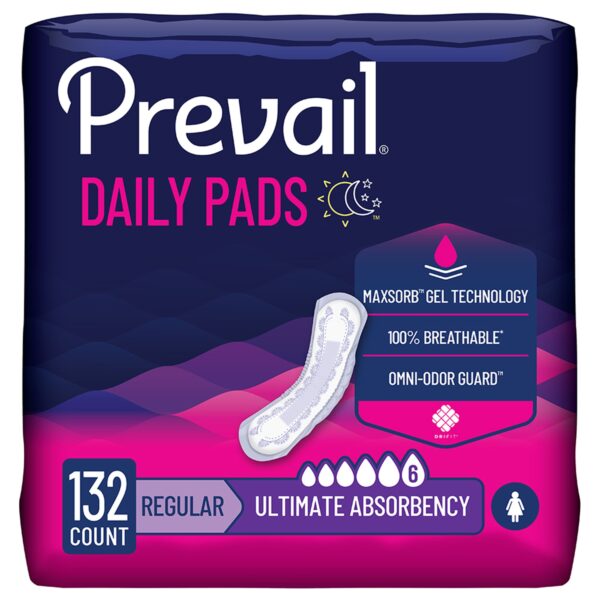 Prevail Daily Bladder Control Pads with Heavy Absorbency - 14.25 Inch, White, Discreet and Breathable, 33 Pack - Image 2