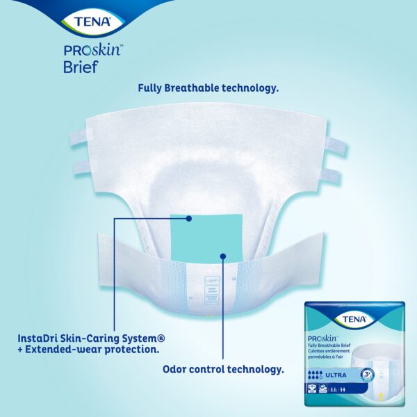 TENA® ProSkin™ Ultra X-Large Incontinence Briefs – Heavy Absorbency with Refastenable Tabs, Cloth-Like Topsheet, Gray, 60-64 Inch Hip - Image 8