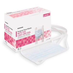 McKesson Part Number 91-1100 Light & Cool Surgical Mask with Ties, Blue, ASTM Level 1, 50 Masks per Box
