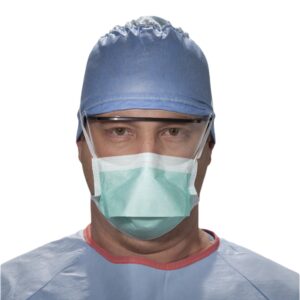 Halyard Duckbill Surgical Mask with Ties – Green, NonSterile, 3-Layer Fabric, BFE ≥96%, PFE ≥97%, One Size Fits Most