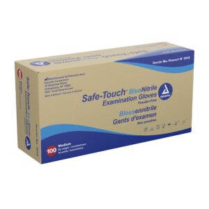 Safe-Touch™ Nitrile Exam Gloves, Medium - Blue, 9 Inch Length, Beaded Cuff, Textured Fingertips